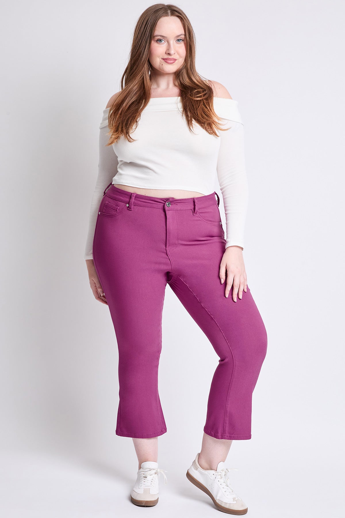 Women's Plus Hyperstretch Cropped Kick Flare Pants YMI JEANS